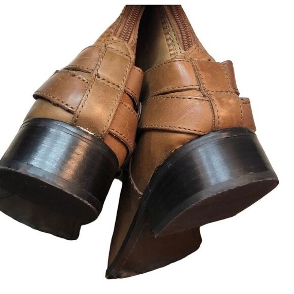 Fossil Zena back zipper calf caramel riding boots - Picture 8 of 13